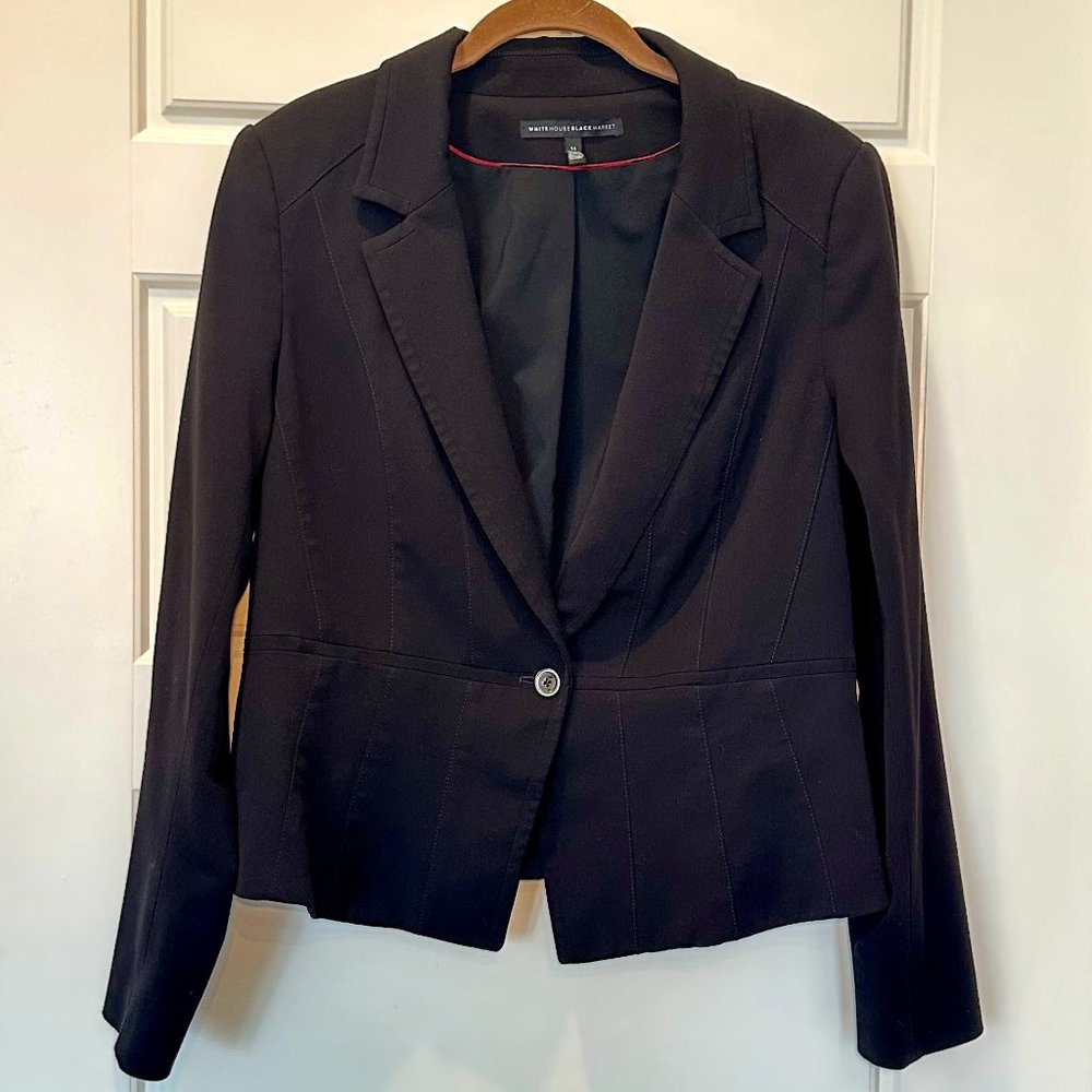 White House Black Market Peplum Blazer- Black - Size 14